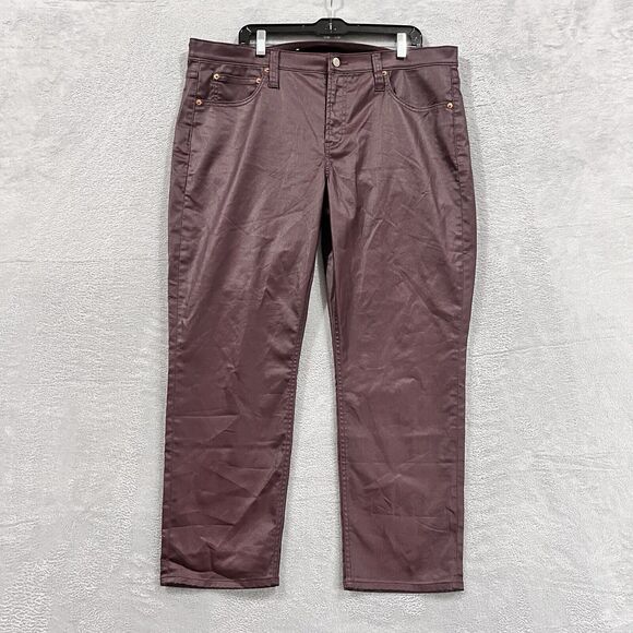 Gap  Vintage Slim Mid Rise Pants‎ 35/ 20R Red Coated Faux Leather Women's - Picture 1 of 9